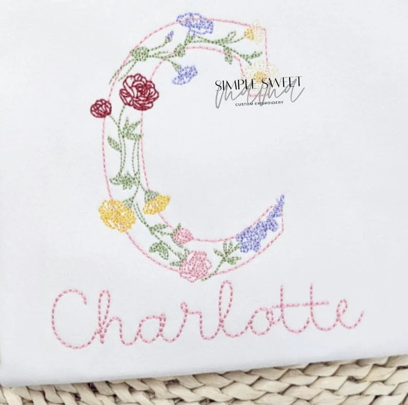 Wildflower Initial - Lt Pink