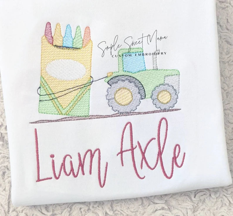 Tractor Pulling Crayon Box