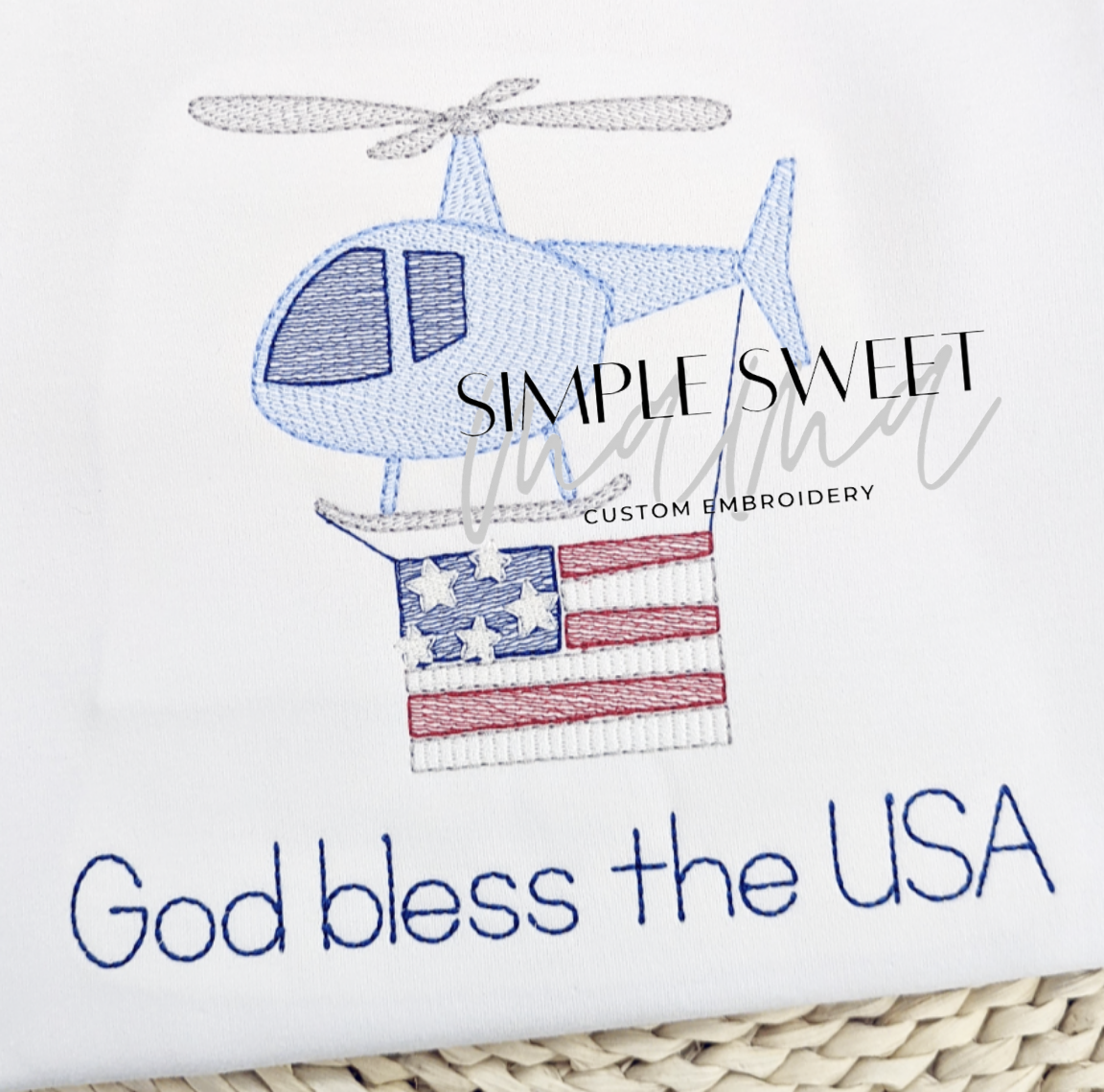 Helicopter with American Flag
