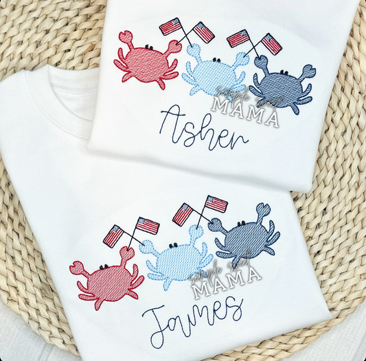 Crab Trio with Flags