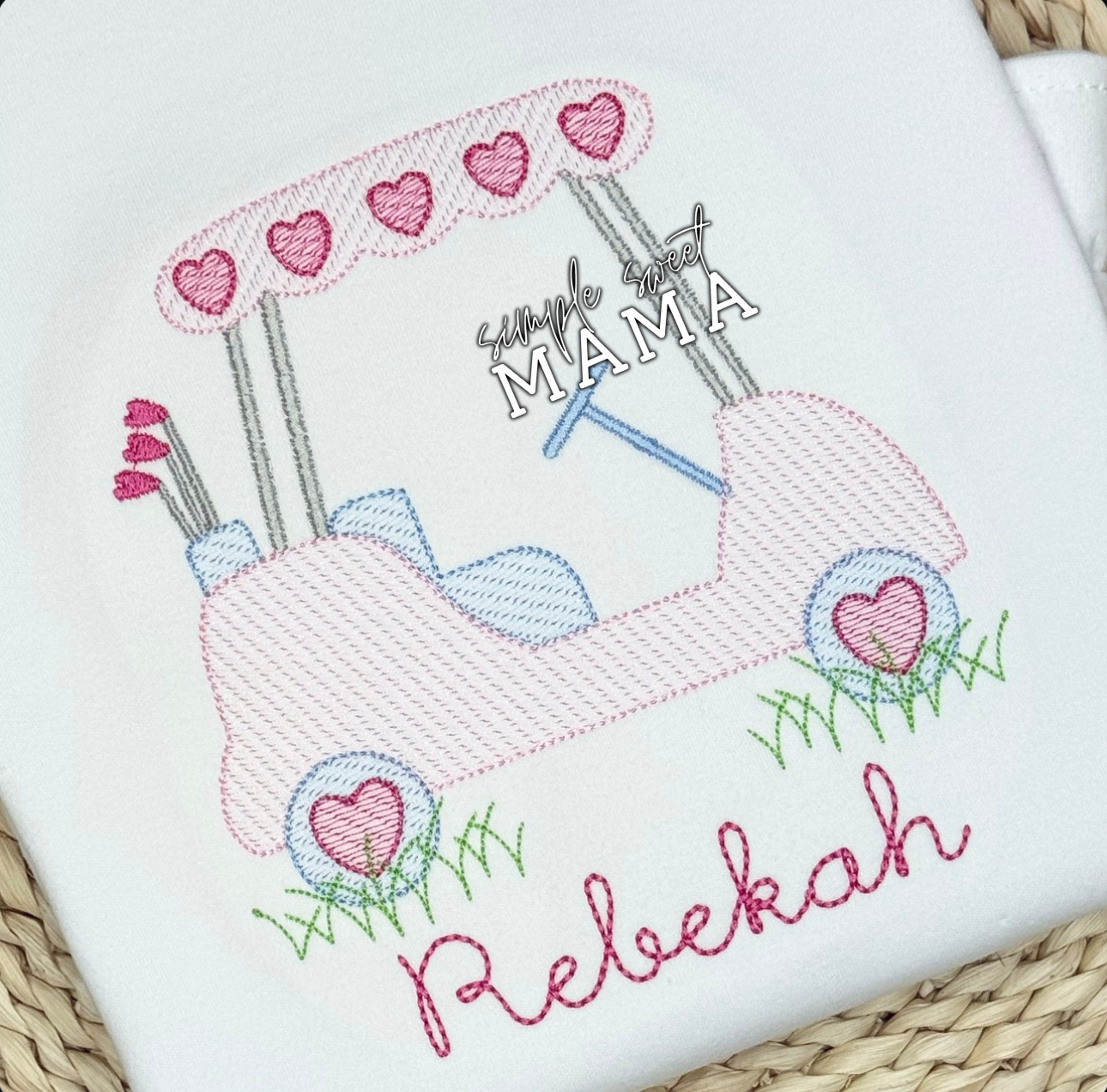 Pink Golf Cart with Hearts