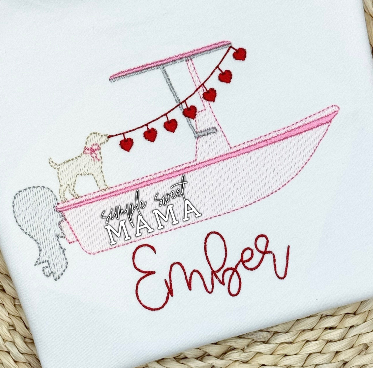 VDay Pup on Boat -- Pink