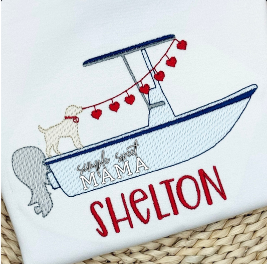 VDay Pup on Boat -- Blue