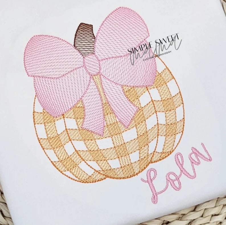 Gingham Pumpkin with Bow