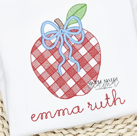 Gingham Apple with Bow