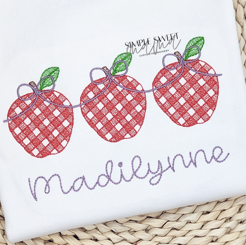 Gingham Apple Trio with Bows