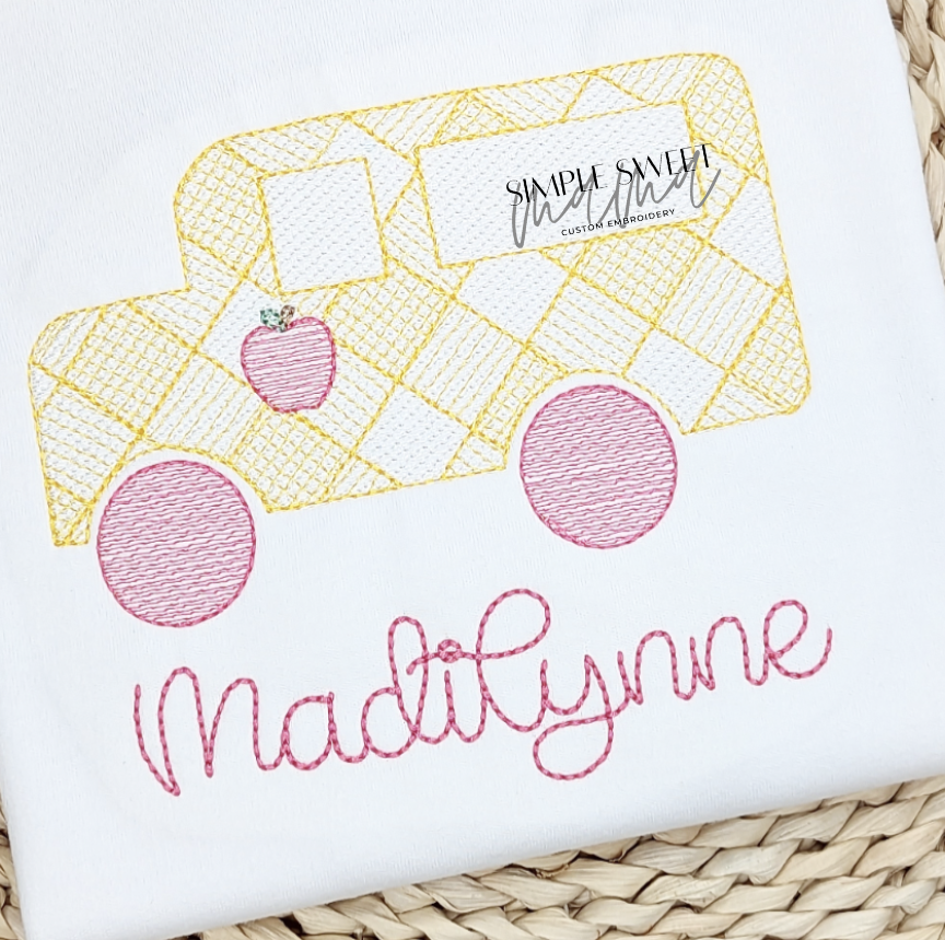 Girl Gingham School Bus