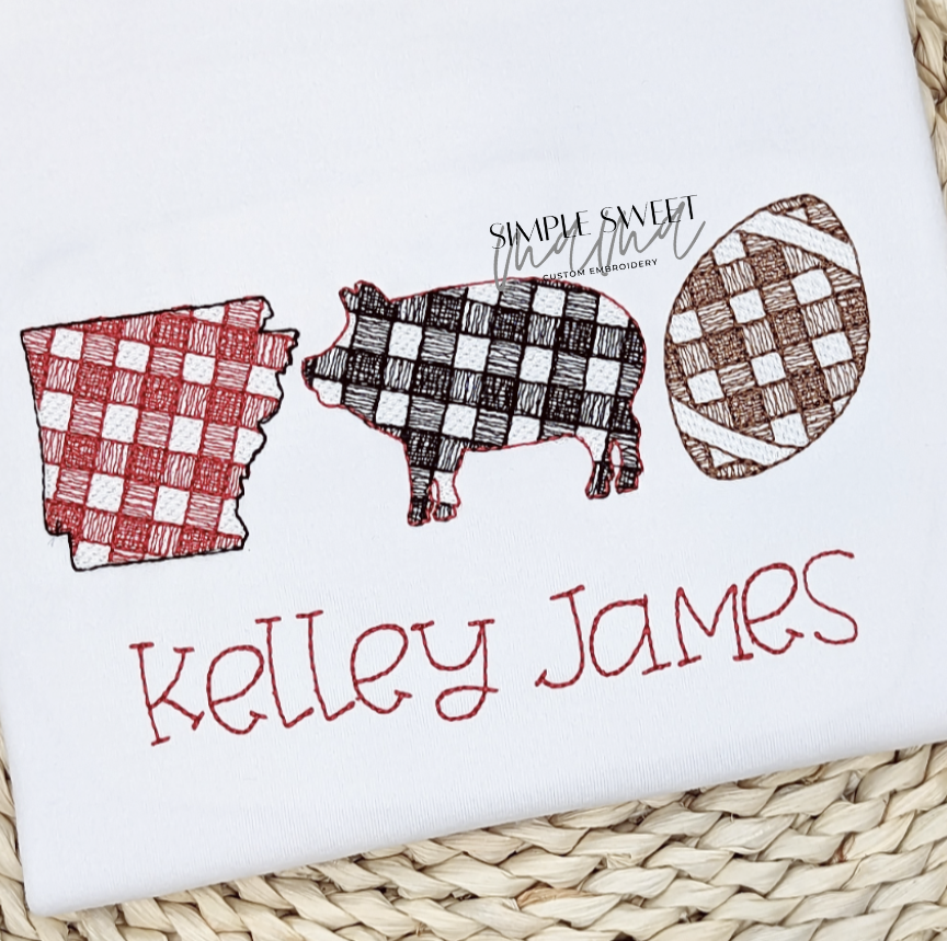 Gingham Pig Football Trio