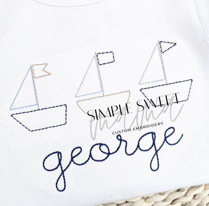 Vintage Stitch Sailboats