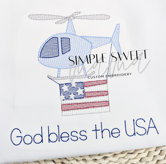 Helicopter with American Flag